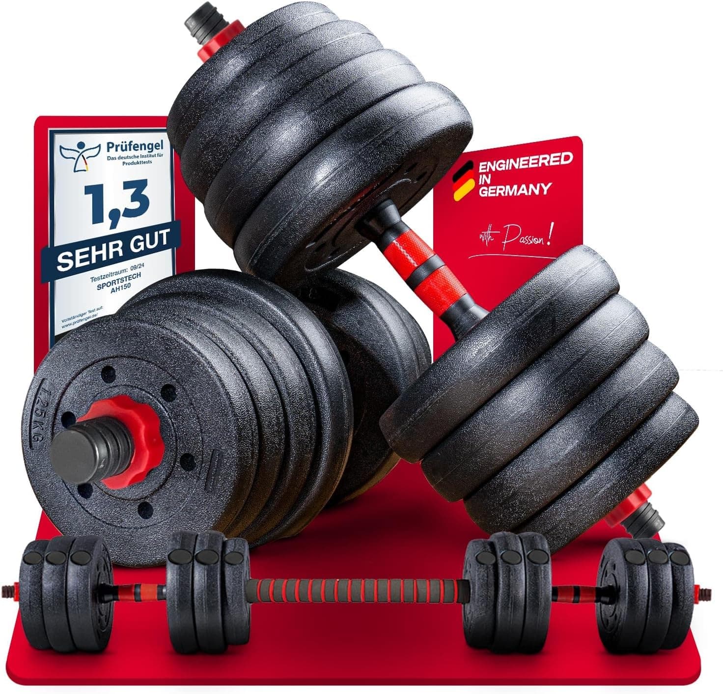 Sportstech AH150 Verstellbare Hanteln 2in1